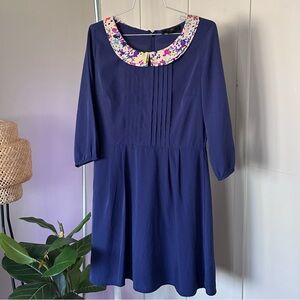 Jessica Simpson • Navy Dress with Floral Peter Pan Collar